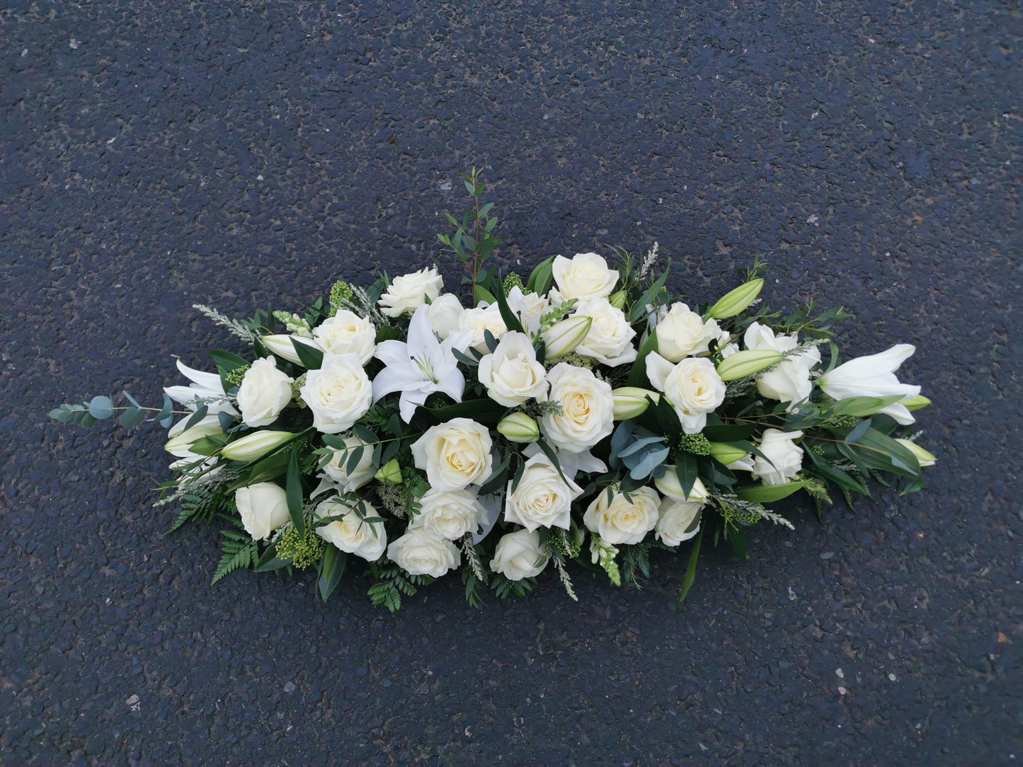 White Casket Spray