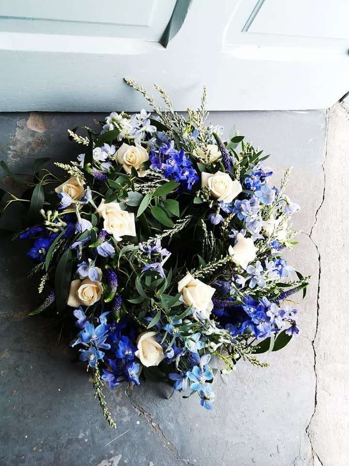 Blue and White Wreath