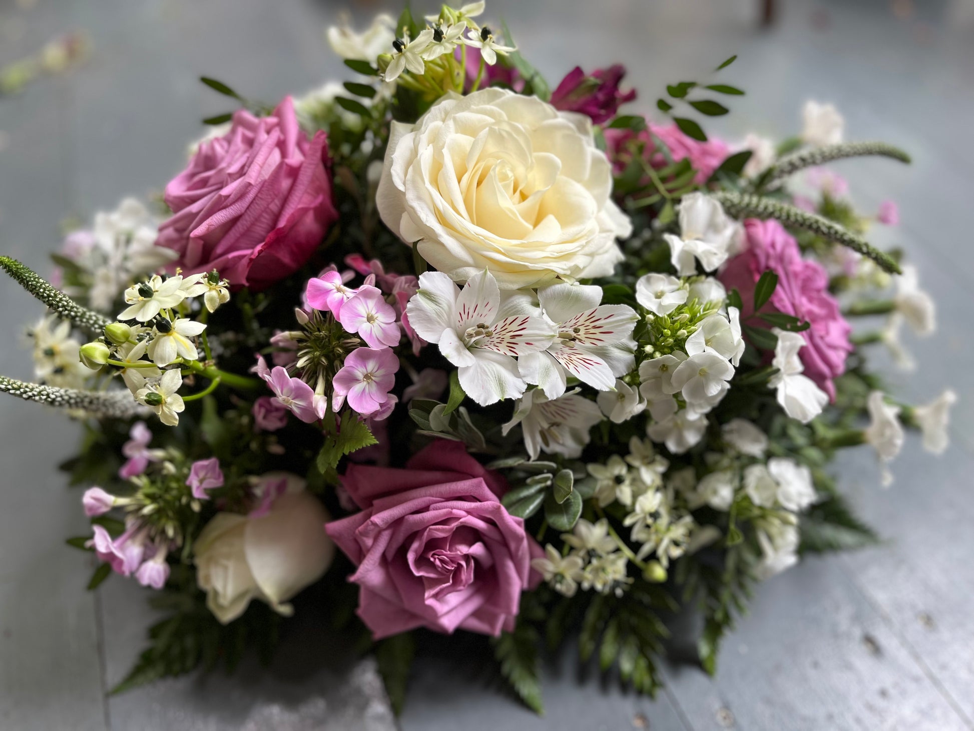 pink and white floral posy